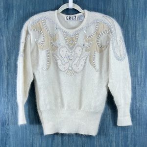 Erez vintage shimmery unique 80s angora and wool sweater
